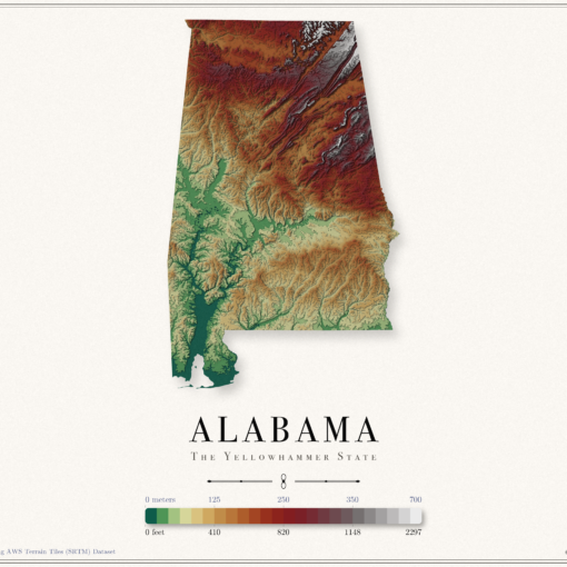 Alabama Elevation Map