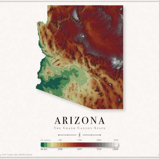 Arizona elevation map