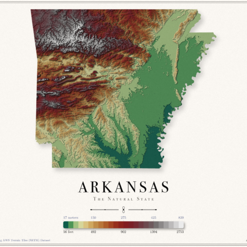 Arkansas Elevation Map