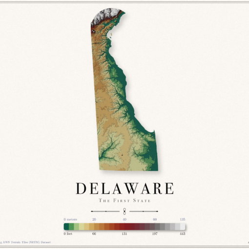 Delaware elevation map