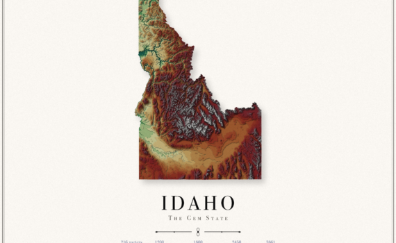 Idaho Elevation Map