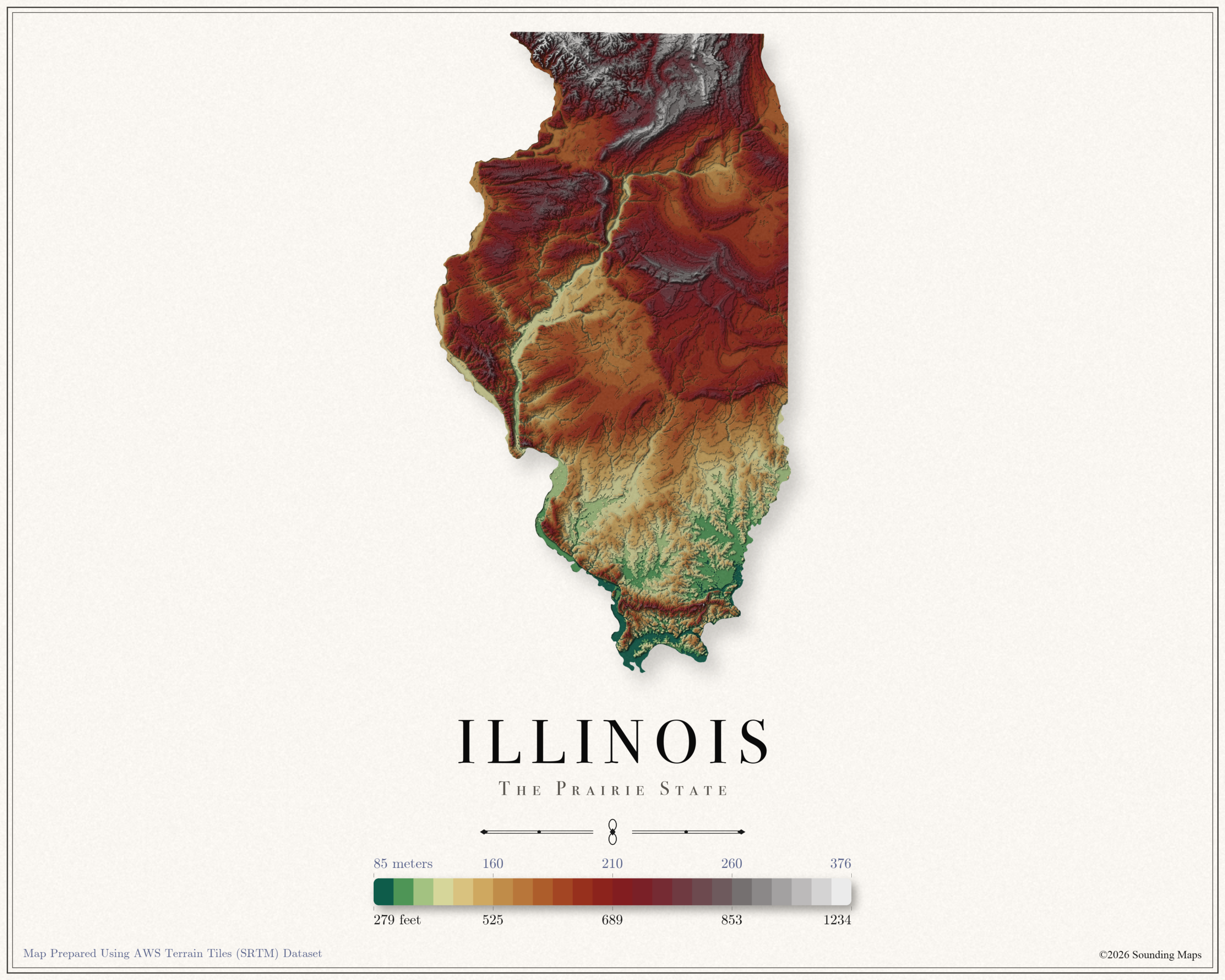 Illinois Elevation Map