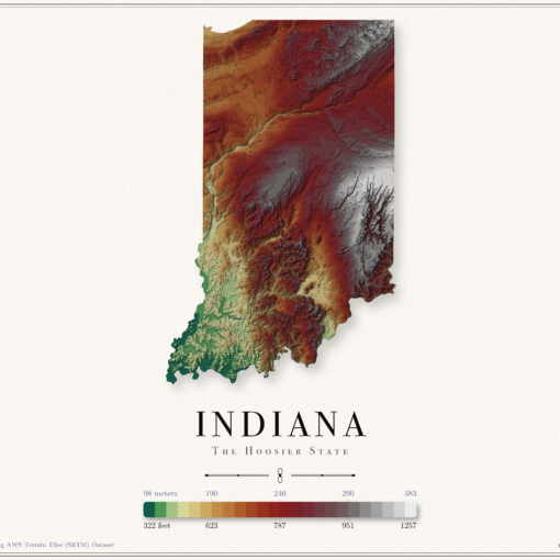 Indiana Elevation Map