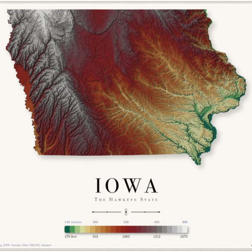 Iowa Elevation Map
