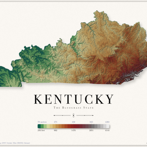 Kentucky Elevation Map