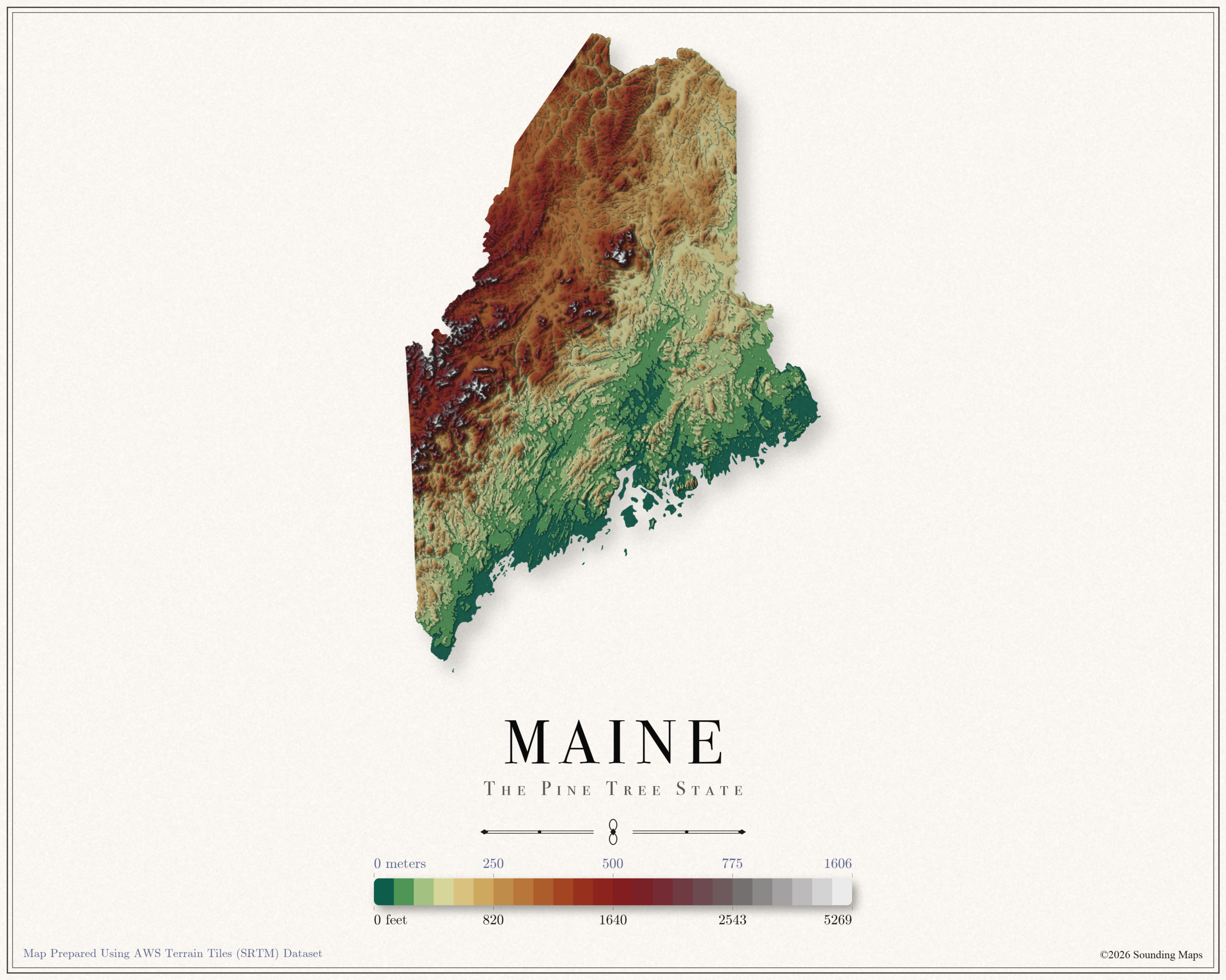 Maine Elevation Map