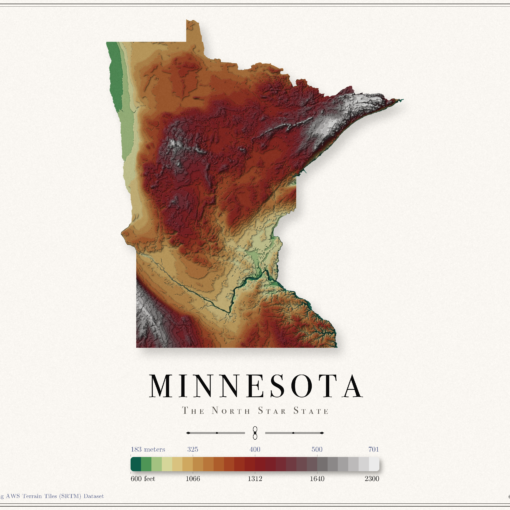 Minnesota Elevation Map