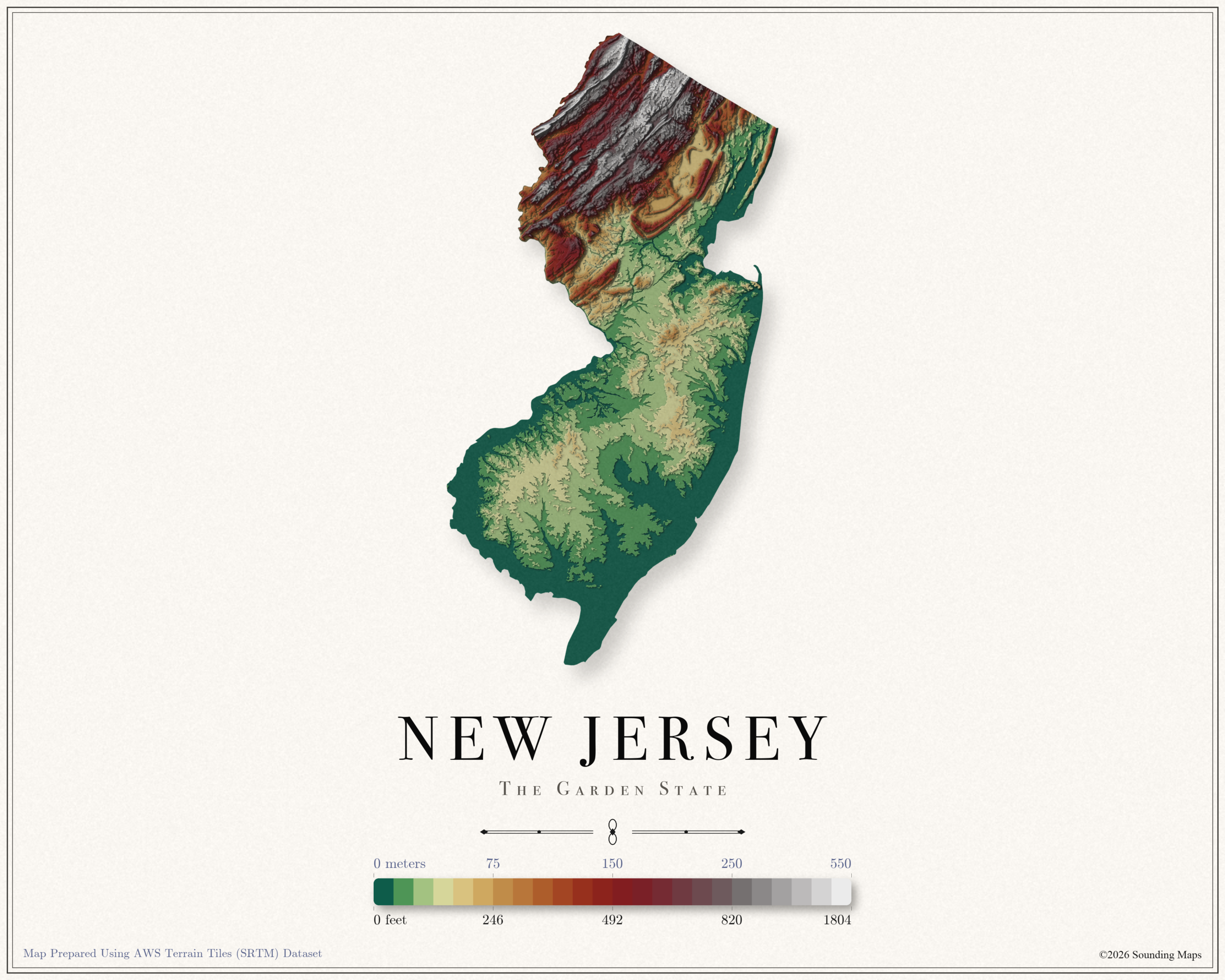 New Jersey Elevation Map