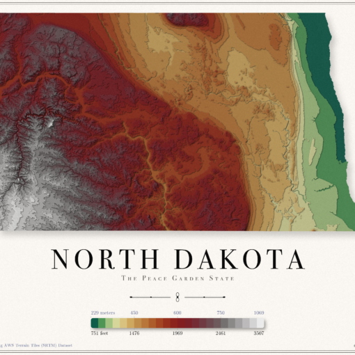 North Dakota Elevation Map