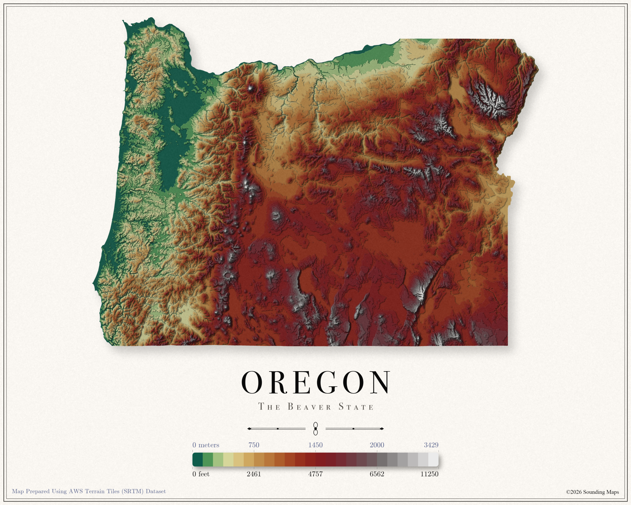 Oregon Elevation Map