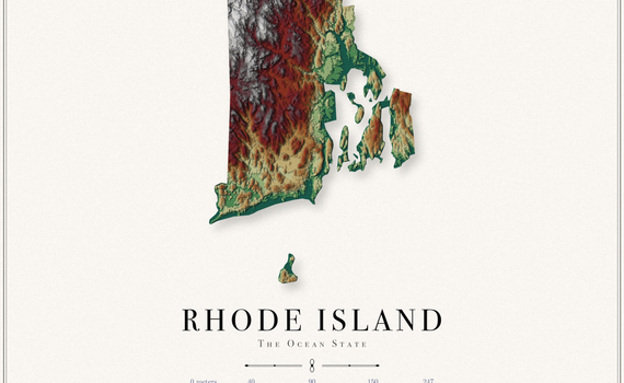Rhode Island Elevation Map