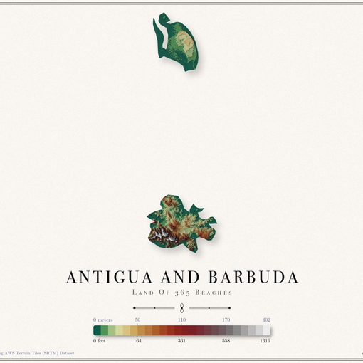 Antigua and Barbuda Elevation Map