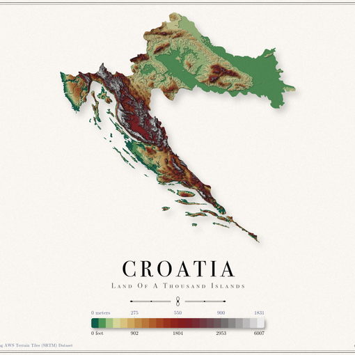 Croatia Elevation Map